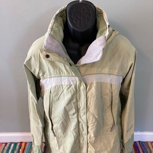90s Columbia Ski Jacket Hoodie Snow Suit Coat Winter Shell Green White Large